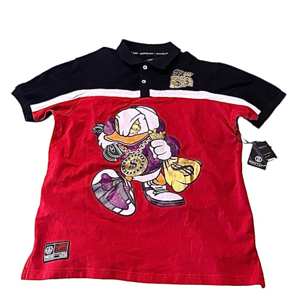 Switch Remarkable Donald Duck Money Graphic Polo Shirt Men’s XL Multicolor